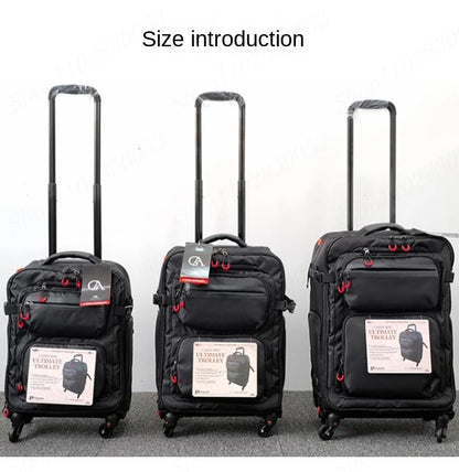 Wheeled Backpack Black Suitcase Oxford Trolley Bag Lightweight Luggage Cabin Male 18" 20" 24" Backpacks Waterproof Travel Bags