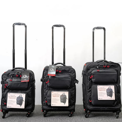 Wheeled Backpack Black Suitcase Oxford Trolley Bag Lightweight Luggage Cabin Male 18" 20" 24" Backpacks Waterproof Travel Bags