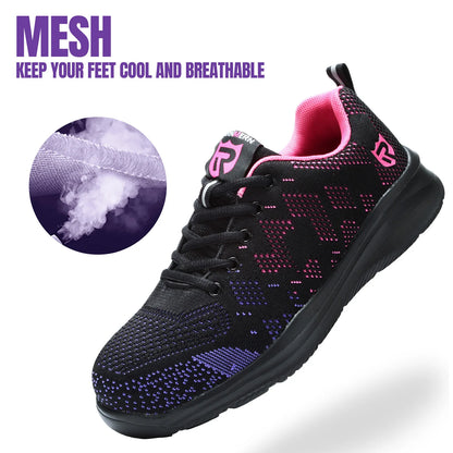LARNMERN Safety Shoes for Women Anti-puncture Steel Toe Shoes Breathable Non Slip Work Shoes  Sneakers