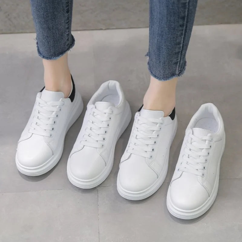 Spring Sports Running White Chunky Sneakers Women Shoes Loafers Lace Up Flats Trend Casual Vulcanized Shoes zapatillas de skate