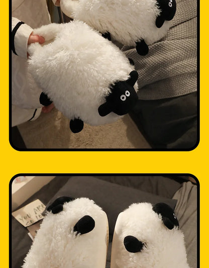 Winter funny beige white sheep slippers girls gift flurry slides women floor design slippers 2023 new arrival