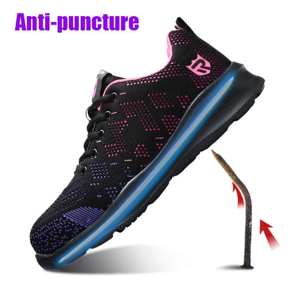LARNMERN Safety Shoes for Women Anti-puncture Steel Toe Shoes Breathable Non Slip Work Shoes  Sneakers
