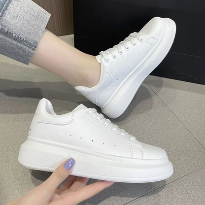 Spring Sports Running White Chunky Sneakers Women Shoes Loafers Lace Up Flats Trend Casual Vulcanized Shoes zapatillas de skate