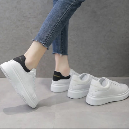 Spring Sports Running White Chunky Sneakers Women Shoes Loafers Lace Up Flats Trend Casual Vulcanized Shoes zapatillas de skate