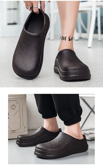 Waterproof Oilproof Men Chef Shoes Lightweight Casual Slippers Doctor Nurse Shoes Fashion Eva Garden Sandals Beach Aqua Shoes